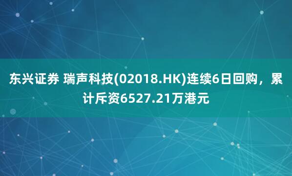 东兴证券 瑞声科技(02018.HK)连续6日回购，累计斥资6527.21万港元